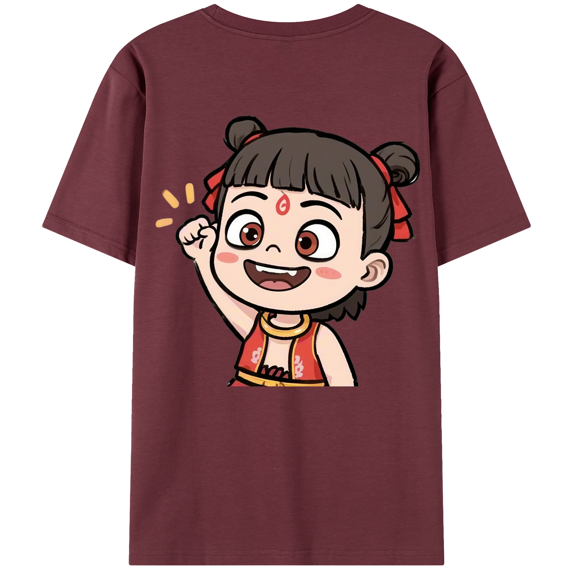（画像用） Ne Zha 2 ナタ 魔童の大暴れ 綿100％半袖Tシャツ（背面プリント）